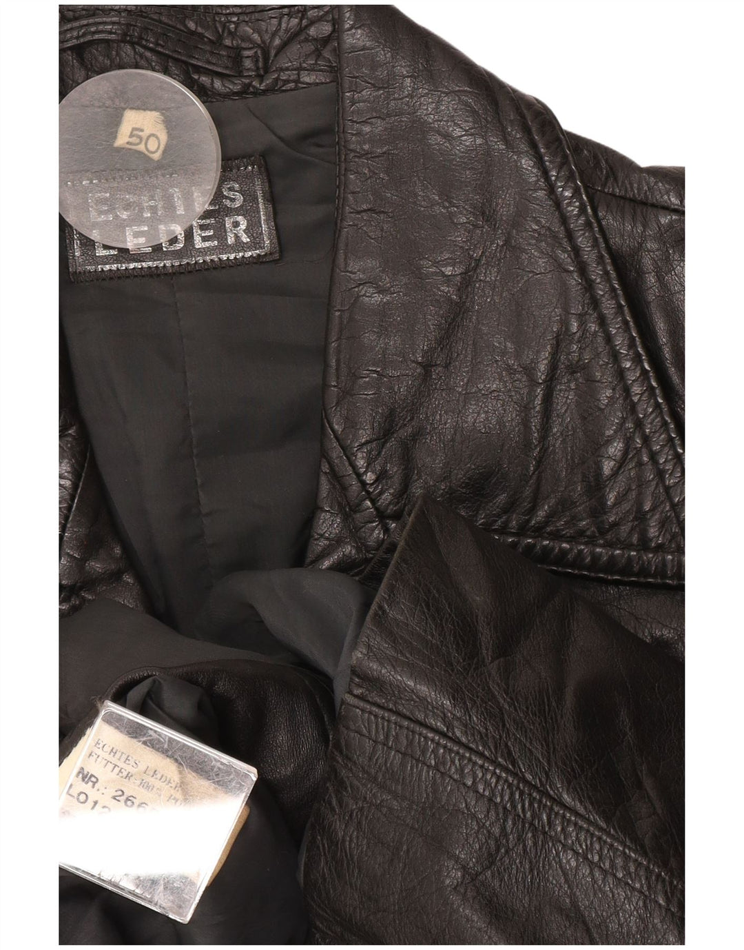 Vintage męska skórzana kurtka EU 50, duża czarna skóra