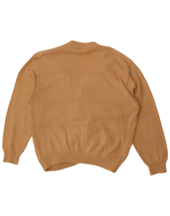 Vintage męski sweter rozpinany w duże beżowe paski