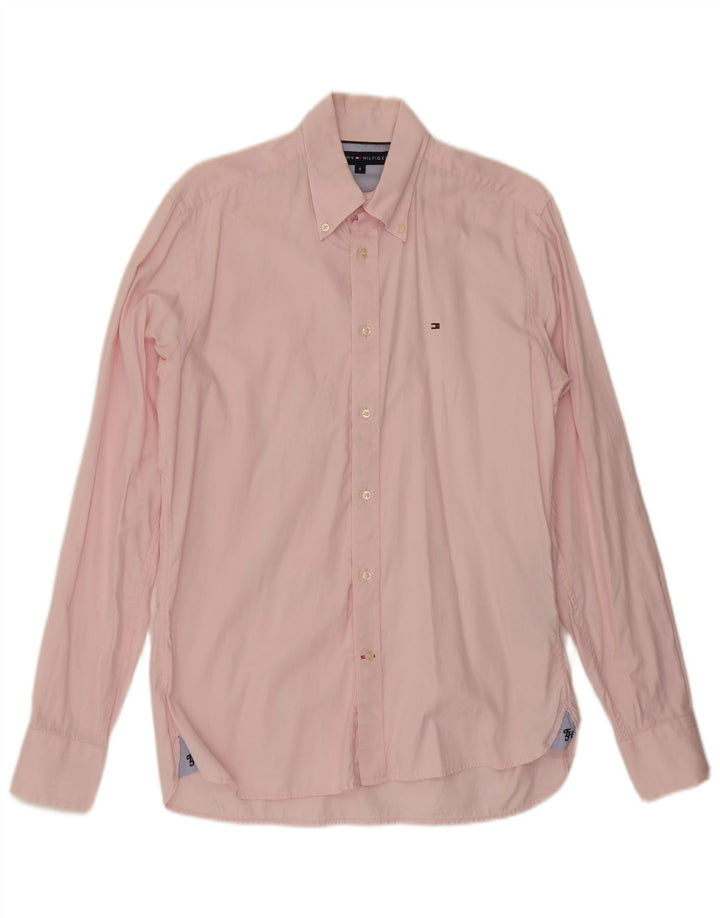Koszula męska Tommy Hilfiger, mała, różowa, bawełniana