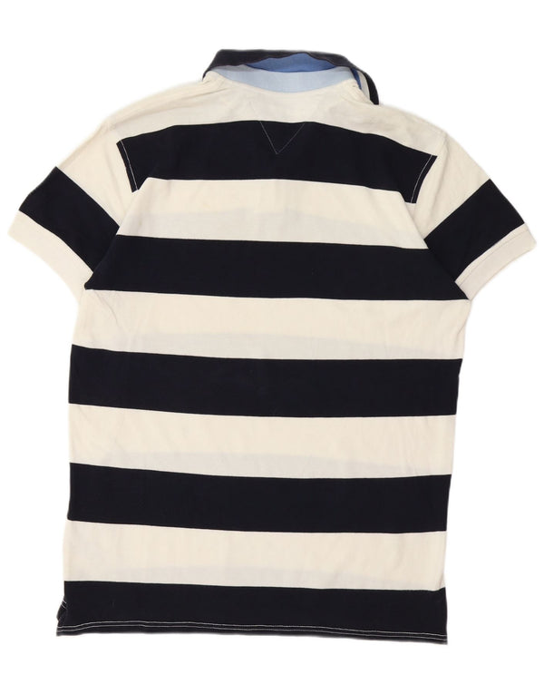 Męska koszulka polo Tommy Hilfiger, bawełniana w średnie granatowe paski