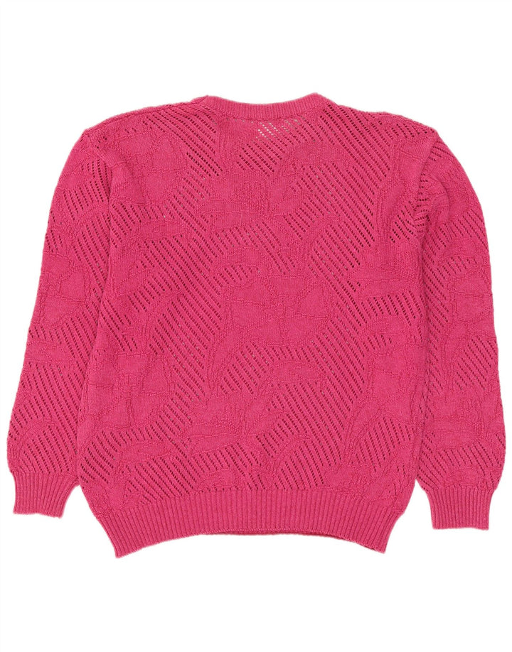 Damski sweter oversize Almira z okrągłym dekoltem IT 40, mały, różowy, bawełniany