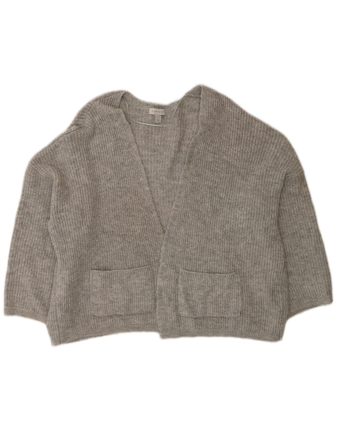 Topshop damski sweter oversize z otwartym kardiganem UK 14, średni szary akryl