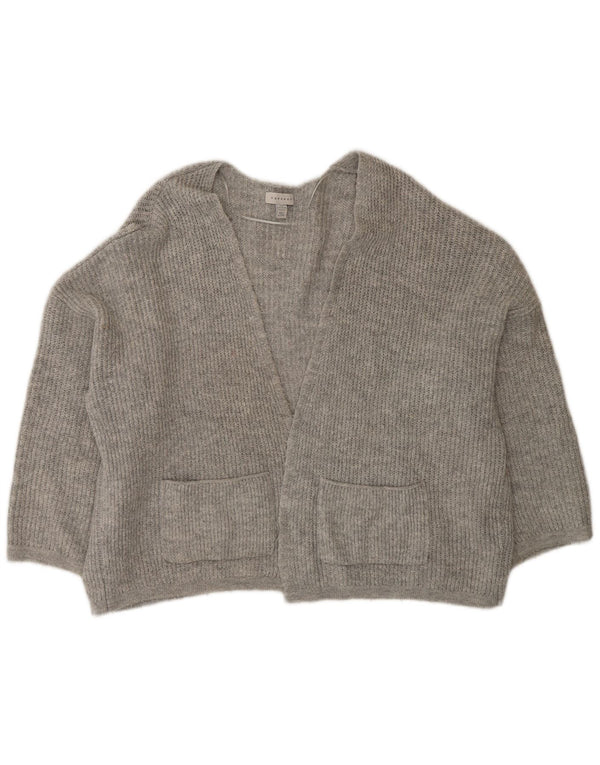 Topshop damski sweter oversize z otwartym kardiganem UK 14, średni szary akryl