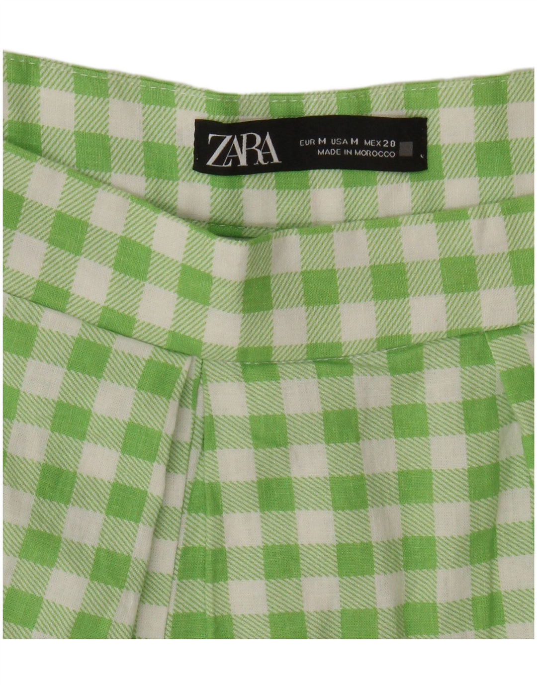 Spodenki damskie Zara Pegged Casual, średnie W28, zielone w kratkę