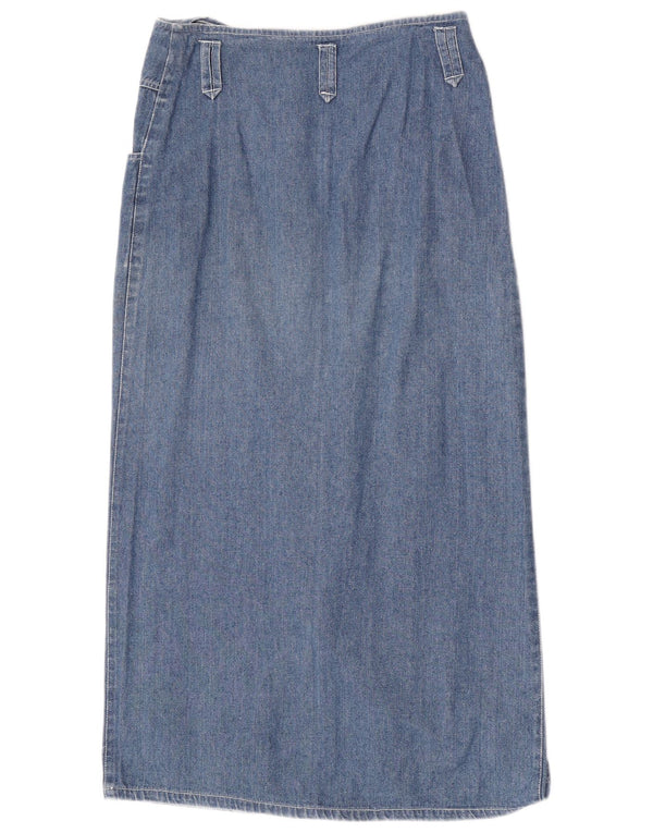 Vintage damska spódnica midi jeansowa, średnia W28, niebieska bawełna