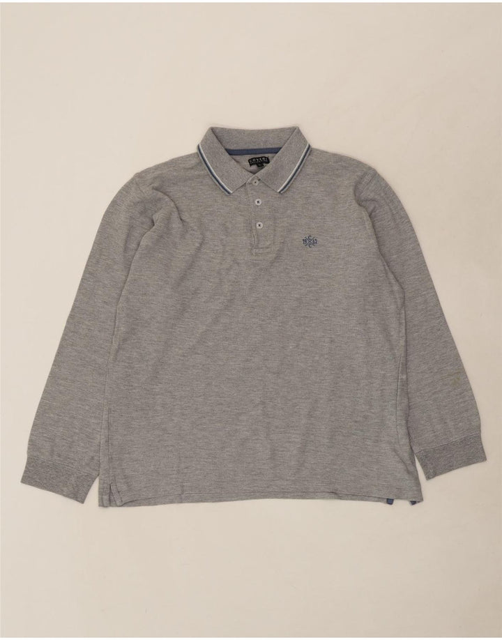 COVERI Mens Long Sleeve Polo Shirt Large Grey Cotton Vintage Coveri and Second-Hand Coveri from Messina Hembry 