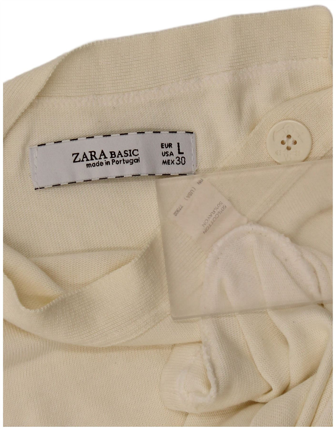 Top damski Zara z rękawem 3/4, UK 14, duży, biały, bawełniany