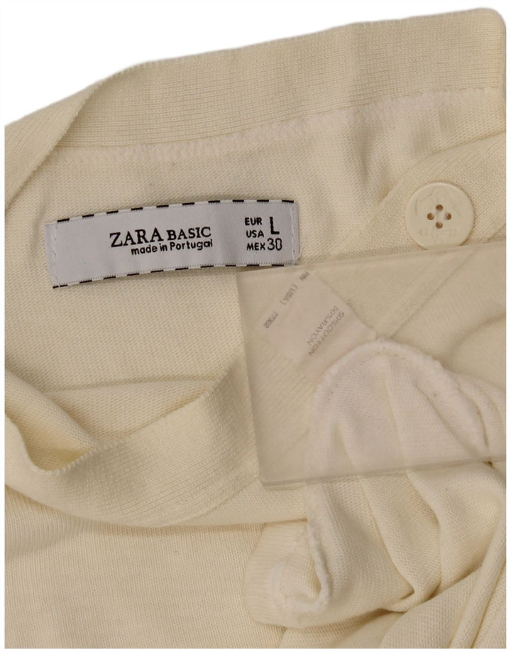 Top damski Zara z rękawem 3/4, UK 14, duży, biały, bawełniany