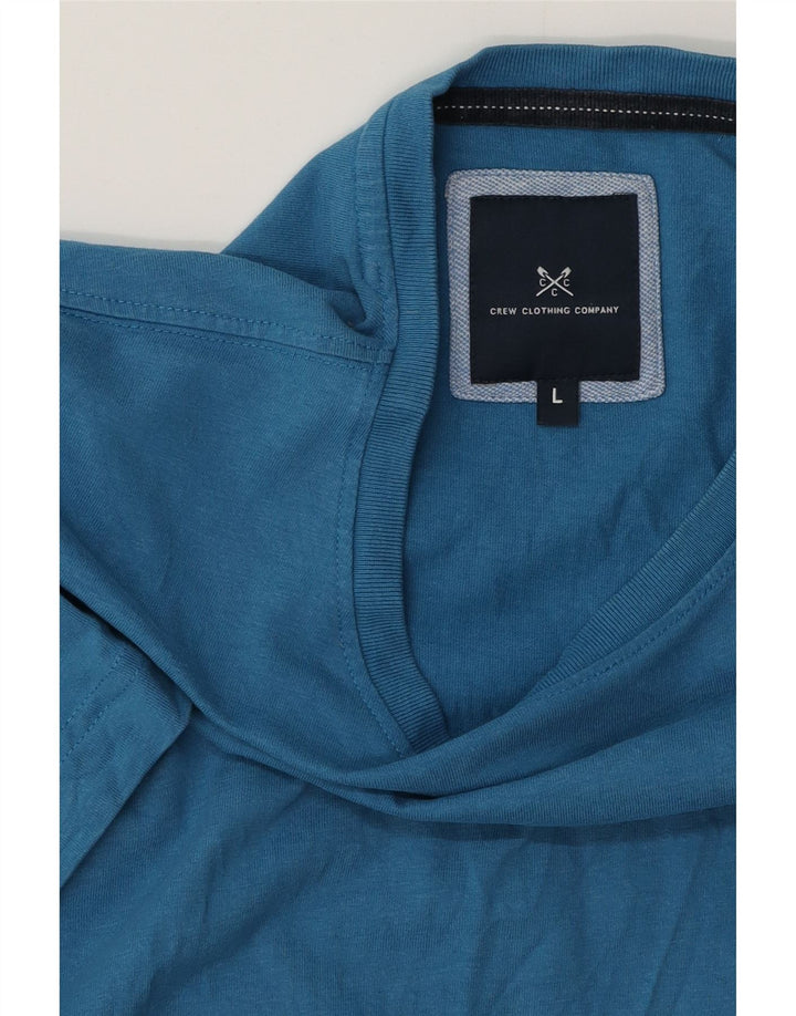 CREW CLOTHING Męski T-shirt Top, duży, niebieski, bawełniany