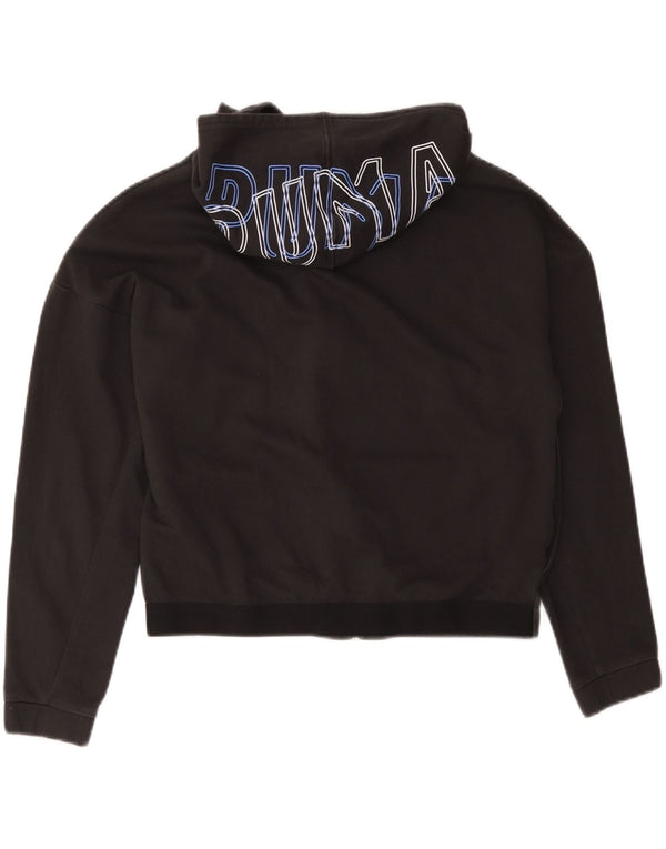 Damski sweter Puma z kapturem i zamkiem błyskawicznym, UK 16, duży, czarny, bawełniany