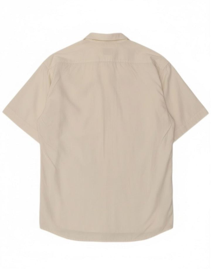 Męska koszula z krótkim rękawem Stefanel, średnia, bawełniana w kolorze złamanej bieli