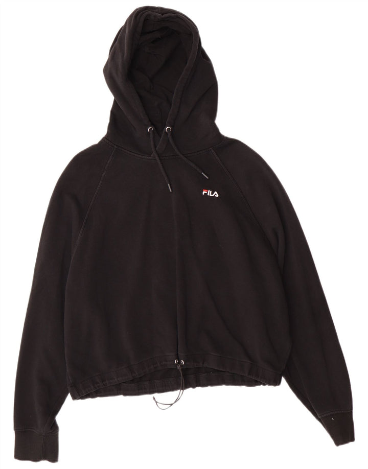 FILA Damski sweter oversize z kapturem, UK 16, duży, czarny, bawełniany