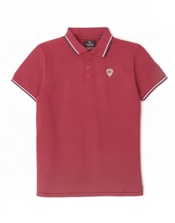 Scotch & Soda Mens Polo Shirt Large Red Striped Cotton