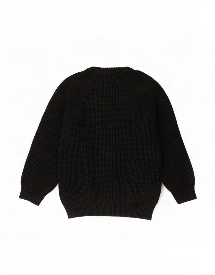 The Sweter Shop Męski sweter z dekoltem w łódkę, średni czarny, nowa wełna