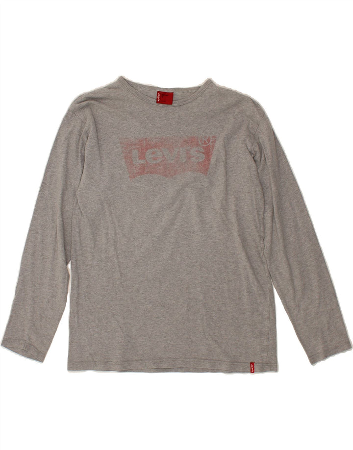 LEVI'S Boys Graphic Top Long Sleeve 13-14 Years Medium Grey Cotton Vintage Levi's and Second-Hand Levi's from Messina Hembry 