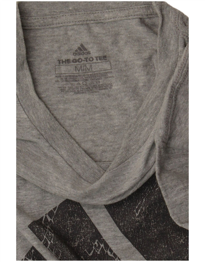 Męska koszulka z grafiką ADIDAS, średnia szara bawełna