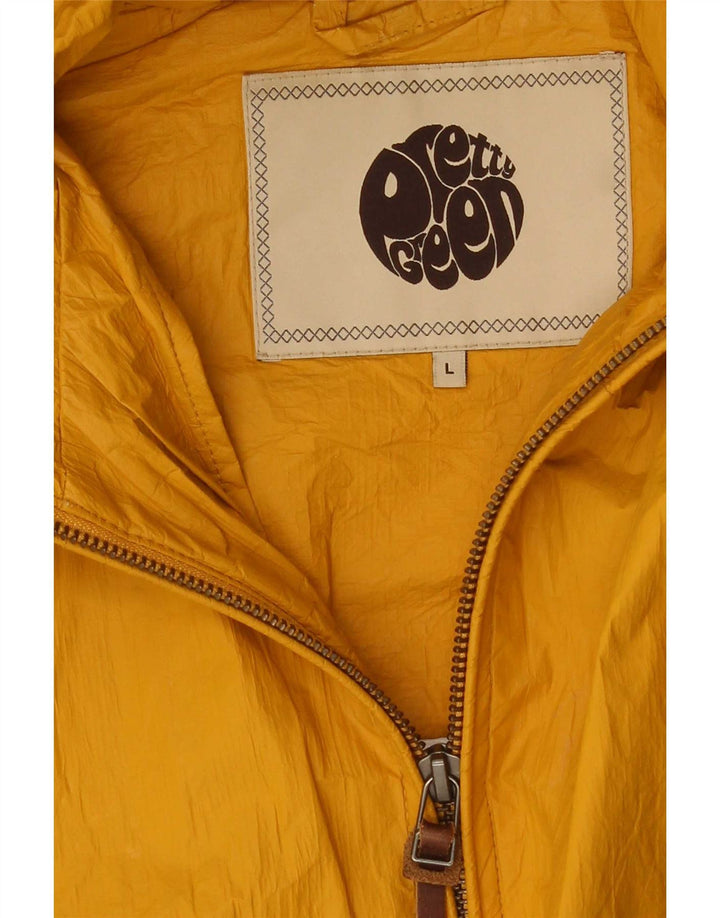 Męska kurtka przeciwdeszczowa z kapturem Pretty Green UK 40, duża, żółta