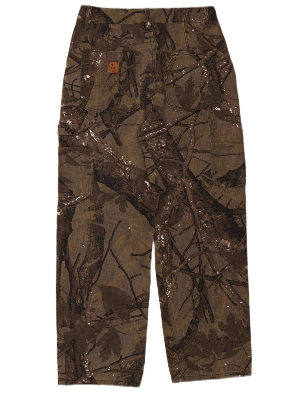 Męskie proste spodnie cargo w stylu vintage, średnie W30 L27, brązowe w kwiaty