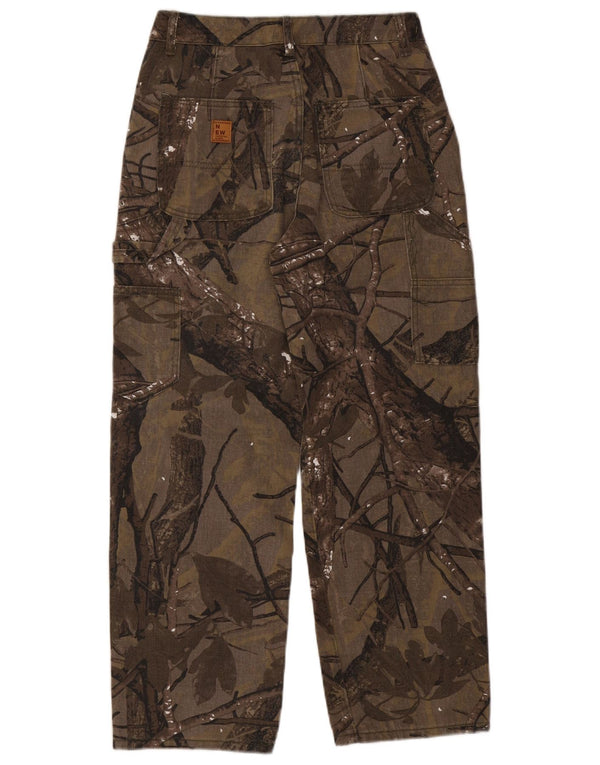 Męskie proste spodnie cargo w stylu vintage, średnie W30 L27, brązowe w kwiaty