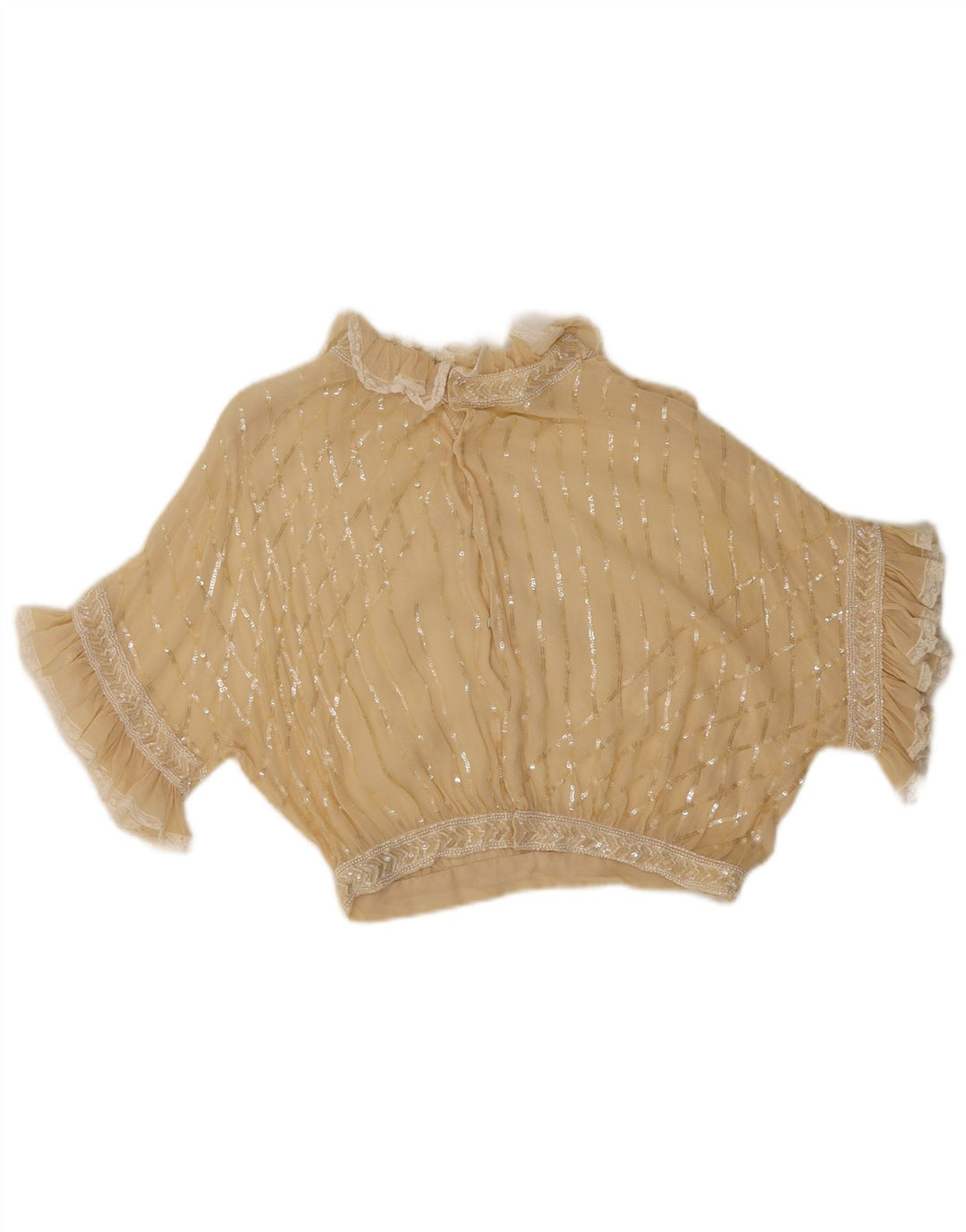 Enzo Russo Damska przezroczysta bluzka typu Crop Top UK 16 Large Beige