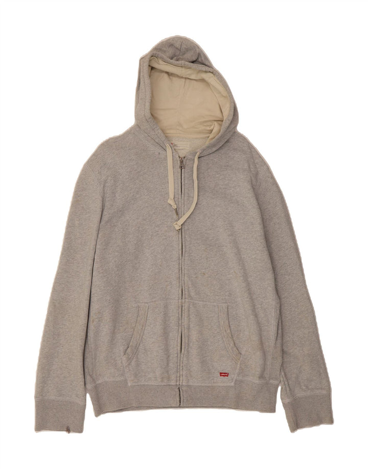 LEVI'S Mens Zip Hoodie Sweater XL Grey Cotton Vintage Levi's and Second-Hand Levi's from Messina Hembry 