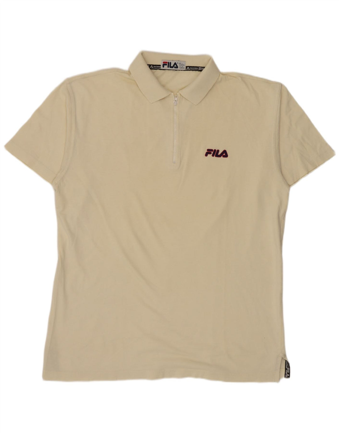 Męska koszulka polo Fila IT 52/54, duża, złamanej bieli, bawełniana