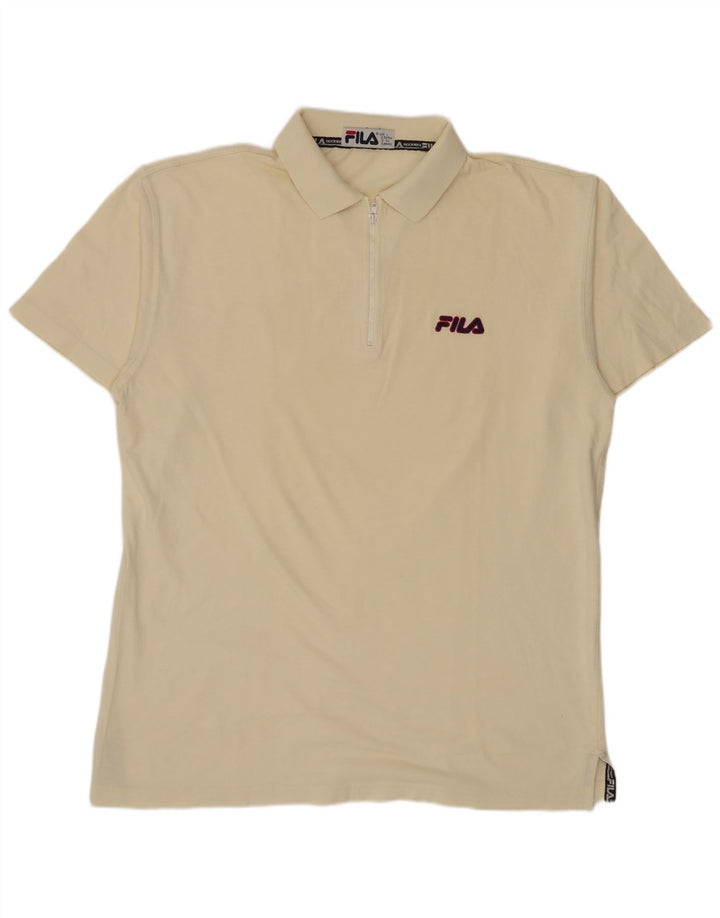 Męska koszulka polo Fila IT 52/54, duża, złamanej bieli, bawełniana