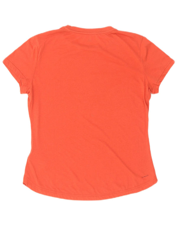 Adidas Womens Climalite Graphic T-Shirt Top UK 16/18 Large Orange Polyester