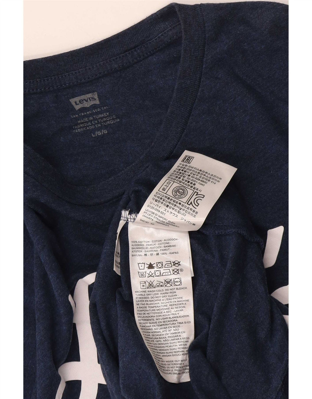 Męski T-shirt z grafiką Levi's, duży, granatowy, bawełniany