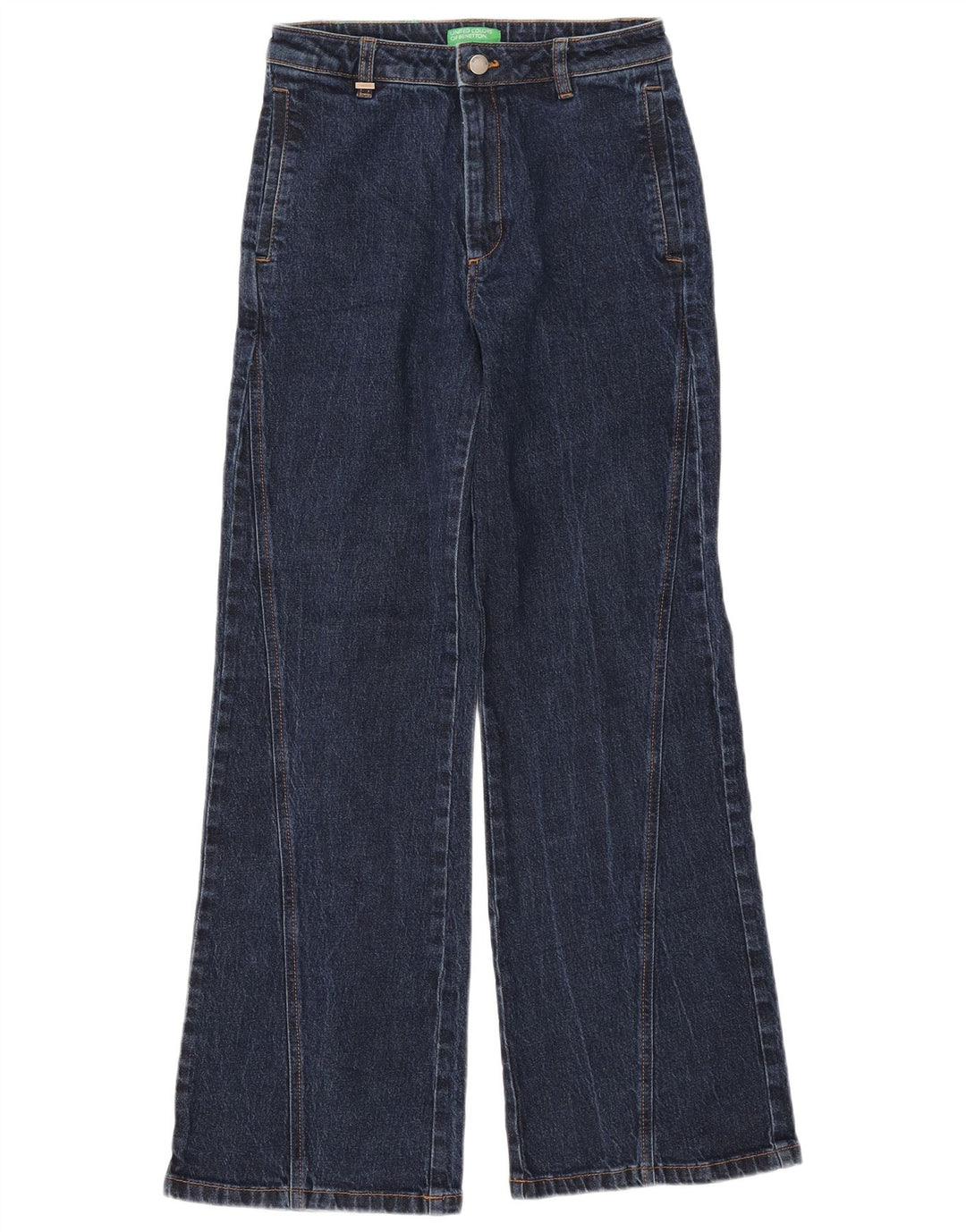 Damskie jeansy rozkloszowane BENETTON UK 6 XS W28 L30 Granatowa bawełna