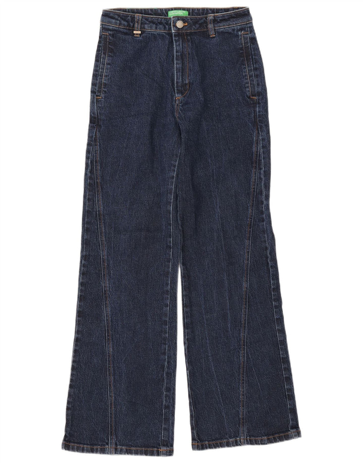 Damskie jeansy rozkloszowane BENETTON UK 6 XS W28 L30 Granatowa bawełna