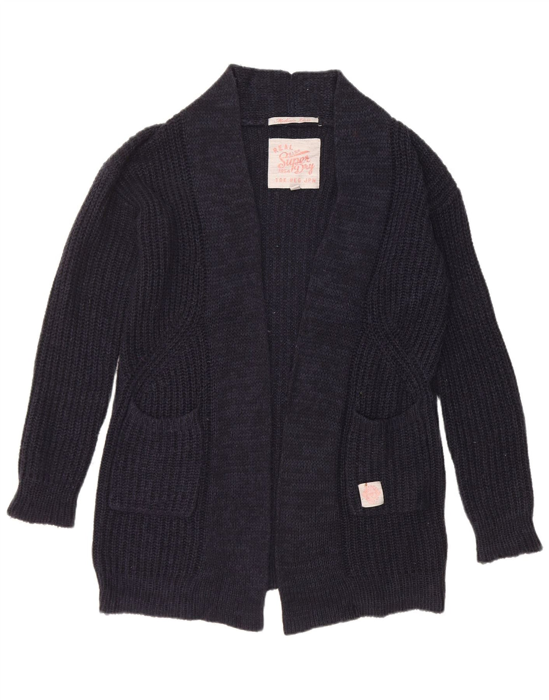 Damski sweter oversize Superdry o przedłużonym fasonie, UK 10, mały, granatowy