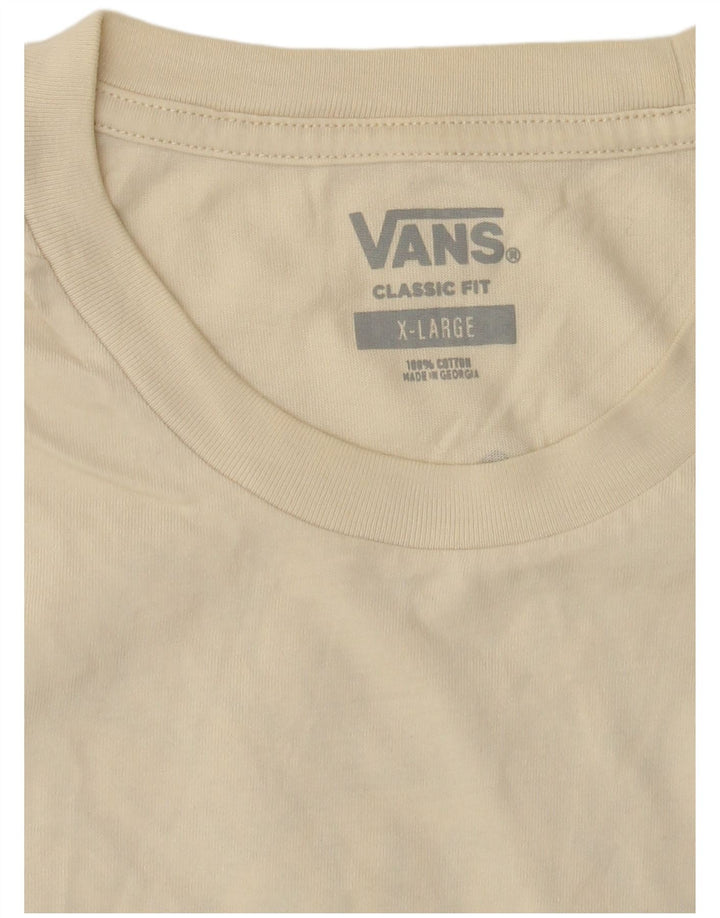 Męska koszulka t-shirt Vans o klasycznym kroju, XL, bawełniana w kwiaty w kolorze złamanej bieli