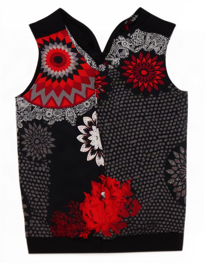 Damska bluzka bez rękawów Desigual Top UK 12 Medium Black Floral
