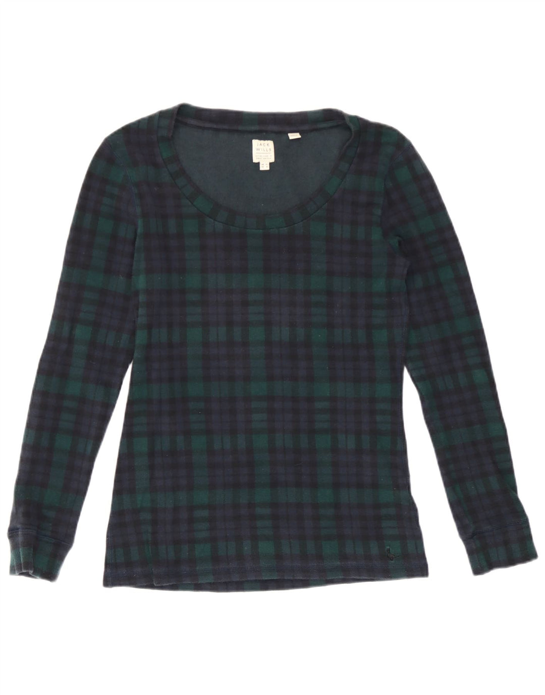 Damski top Jack Wills z długim rękawem, UK 12, bawełna w średnią zieloną kratkę