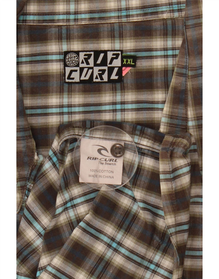 Męska koszula z krótkim rękawem Rip Curl 2XL, bawełniana w brązową kratkę