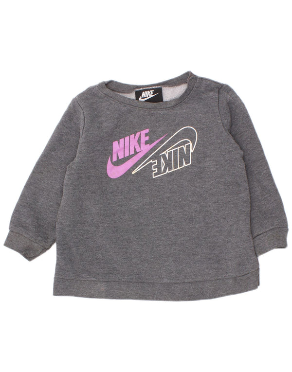 Bluza z grafiką Nike dla dziewczynki 12-18 miesięcy, szara bawełna
