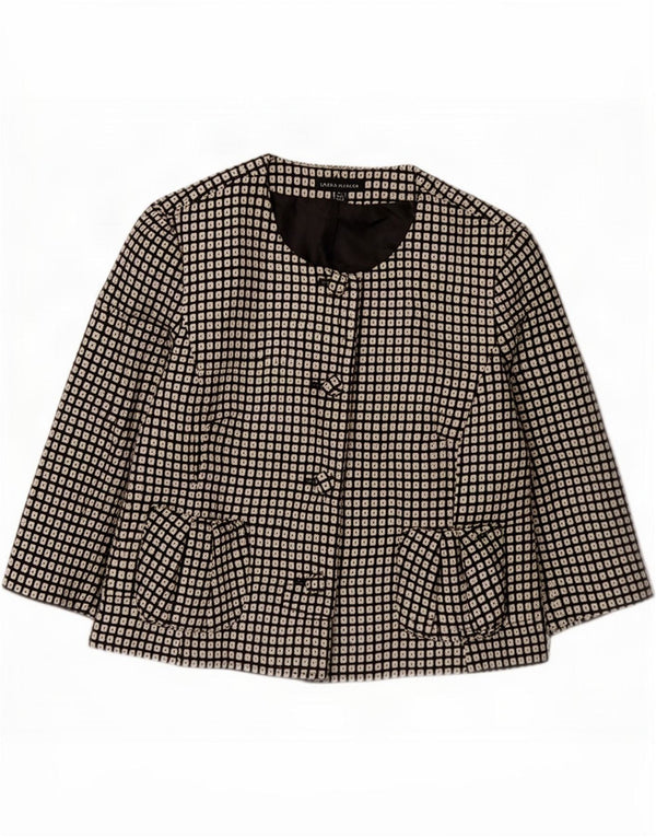 Laura Ashley Damska marynarka z rękawami 3/4 UK 16 Duża czarna geometryczna