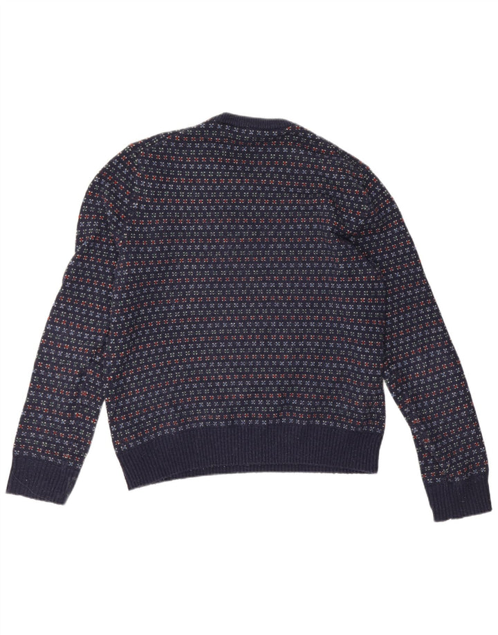Męski sweter Gap z okrągłym dekoltem, średni granatowy, wełniany w cętki