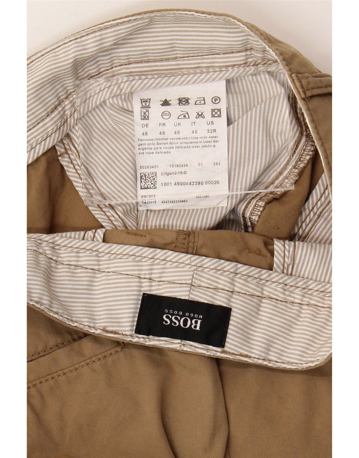 Męskie proste spodnie chino HUGO BOSS EU 48 Medium W38 L33 Beżowa bawełna