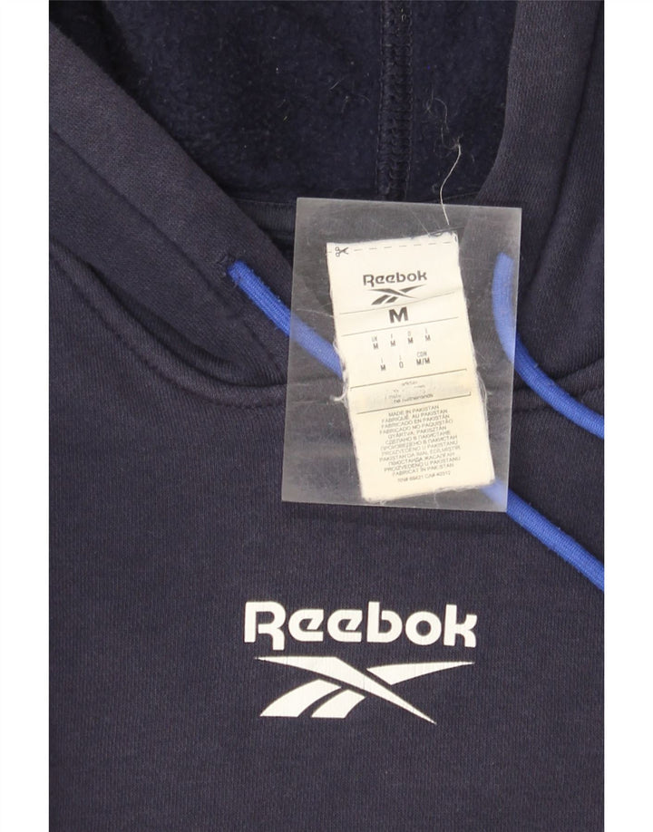Męski sweter z kapturem Reebok z grafiką, średni granatowy, bawełniany