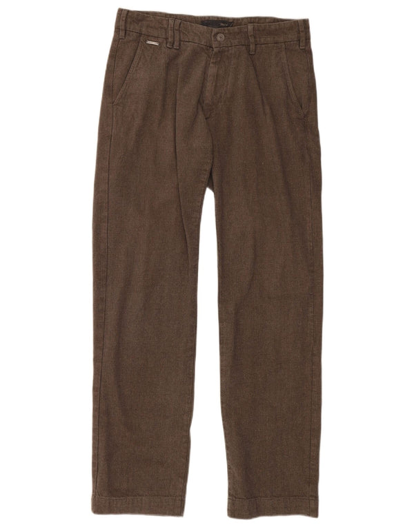 Marlboro Classics Męskie proste spodnie chino W32 L34 brązowe