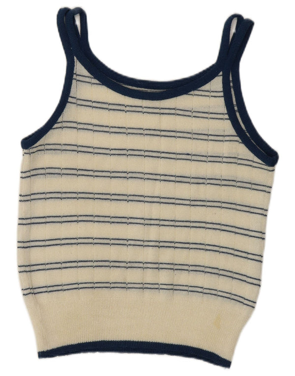 Vintage damski top z dzianiny Crop Top UK 10 w małe złamane białe paski