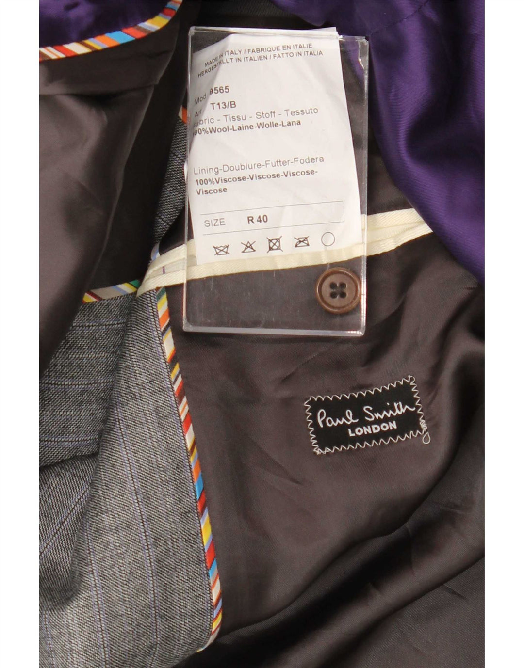 Męska marynarka Paul Smith zapinana na 2 guziki UK 40, duża, szara, wełniana w prążki