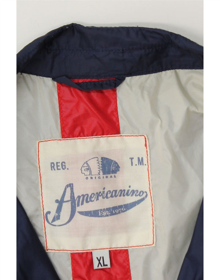 Męska kurtka bomber Americanino UK 42 XL, granatowa, z blokami kolorów, poliamid
