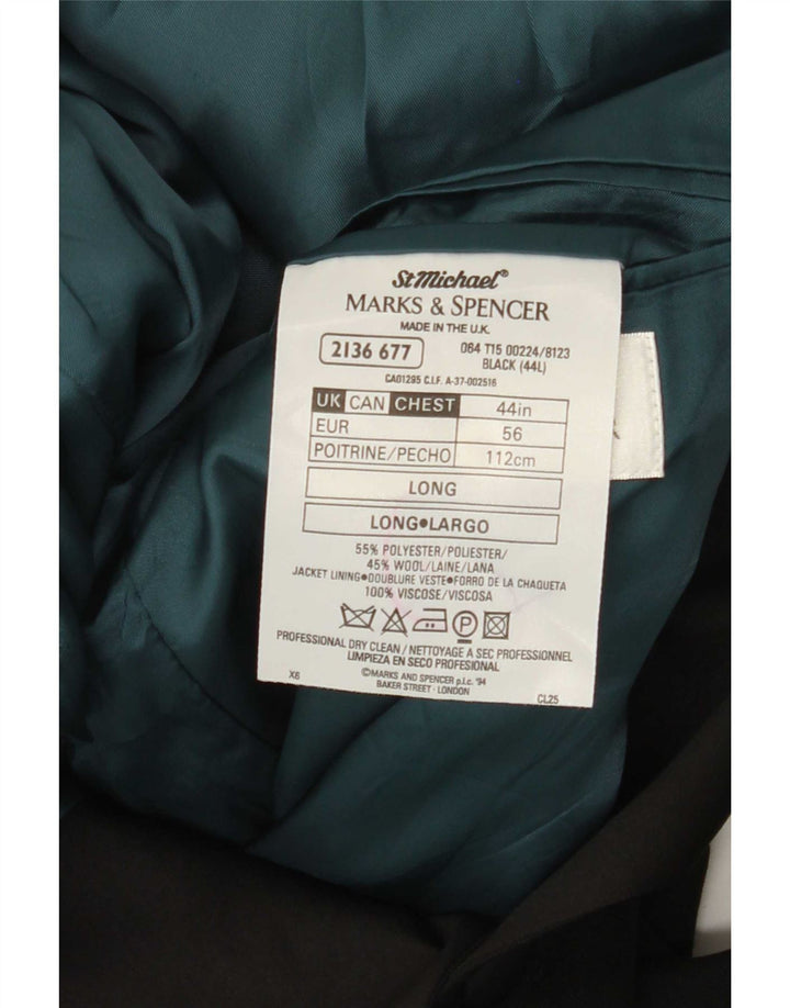 Marks & Spencer Męska długa marynarka zapinana na 2 guziki, UK 44 XL, czarny poliester