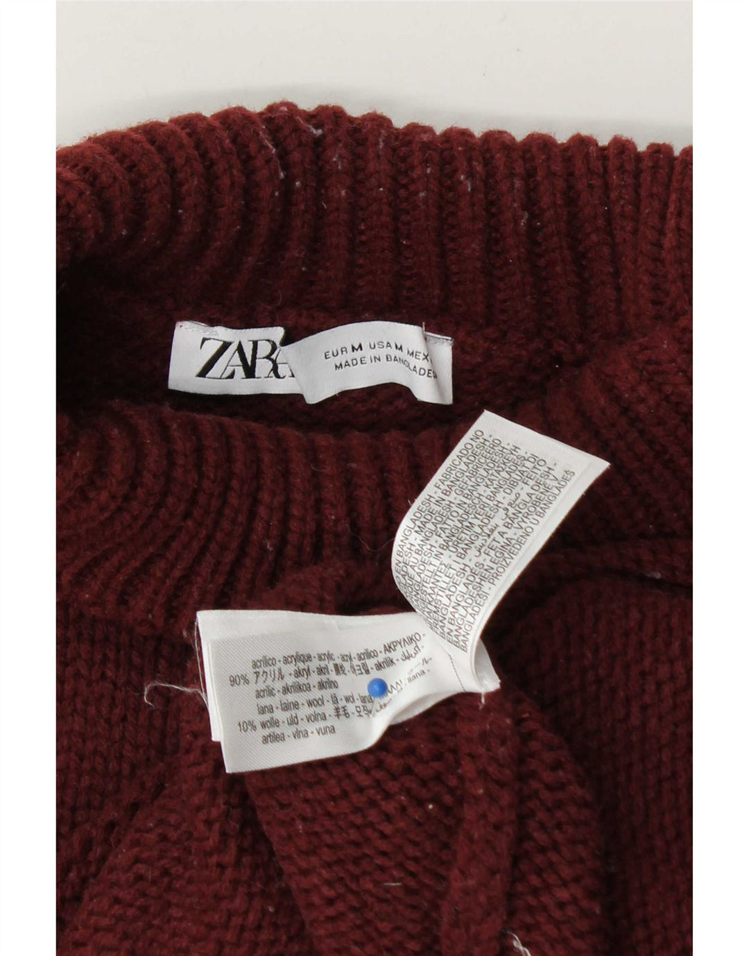 Damski sweter oversize z golfem Zara UK 14, średni burgund
