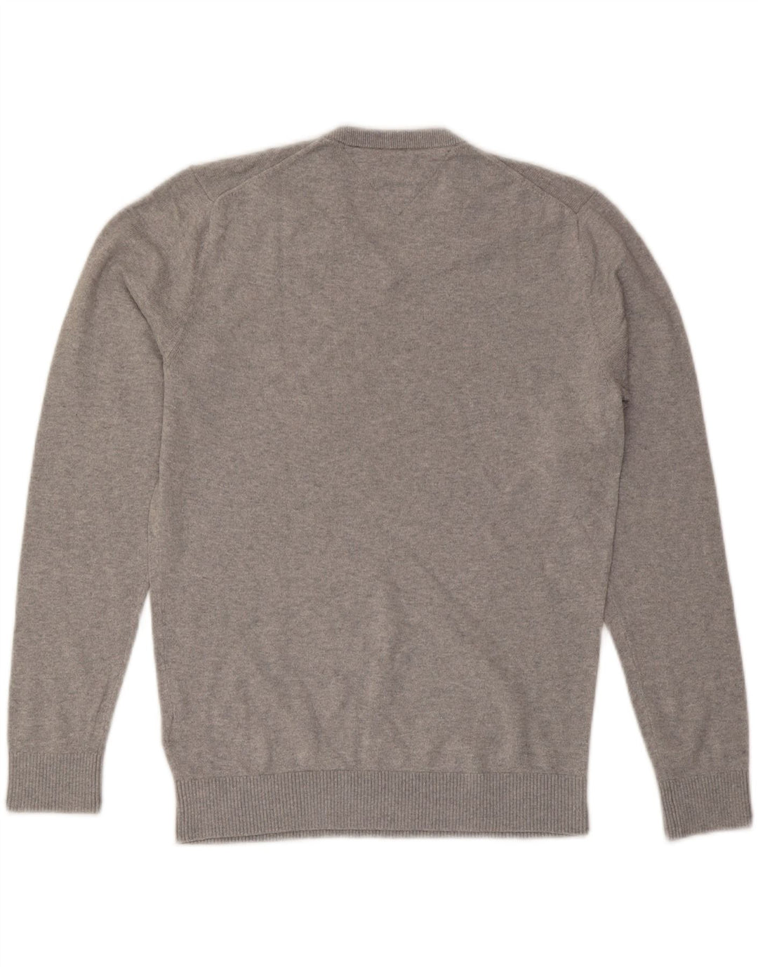 TOMMY HILFIGER Mens V-Neck Jumper Sweater Medium Grey Cotton Vintage Tommy Hilfiger and Second-Hand Tommy Hilfiger from Messina Hembry 
