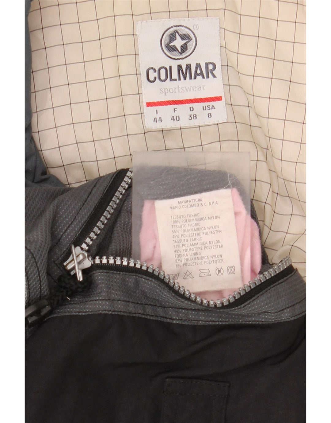 Damska kurtka narciarska COLMAR oversize IT 44, mała, czarna, z blokami kolorów, poliamid