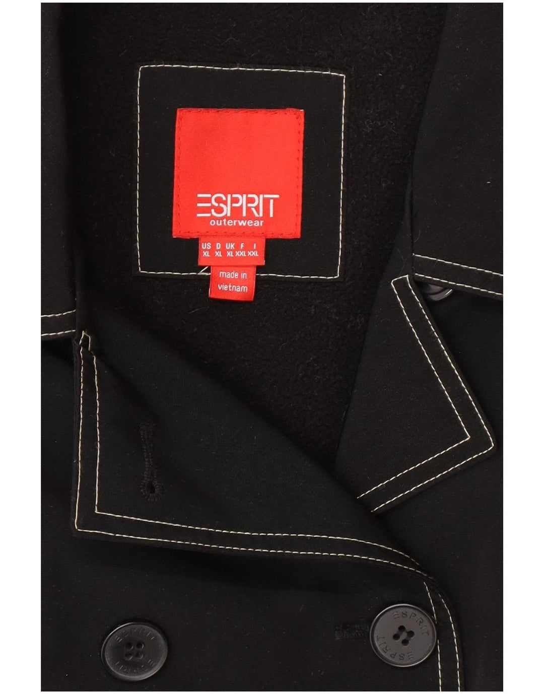 Damski płaszcz Esprit Sherpa Pea UK 18 XL, czarny poliester